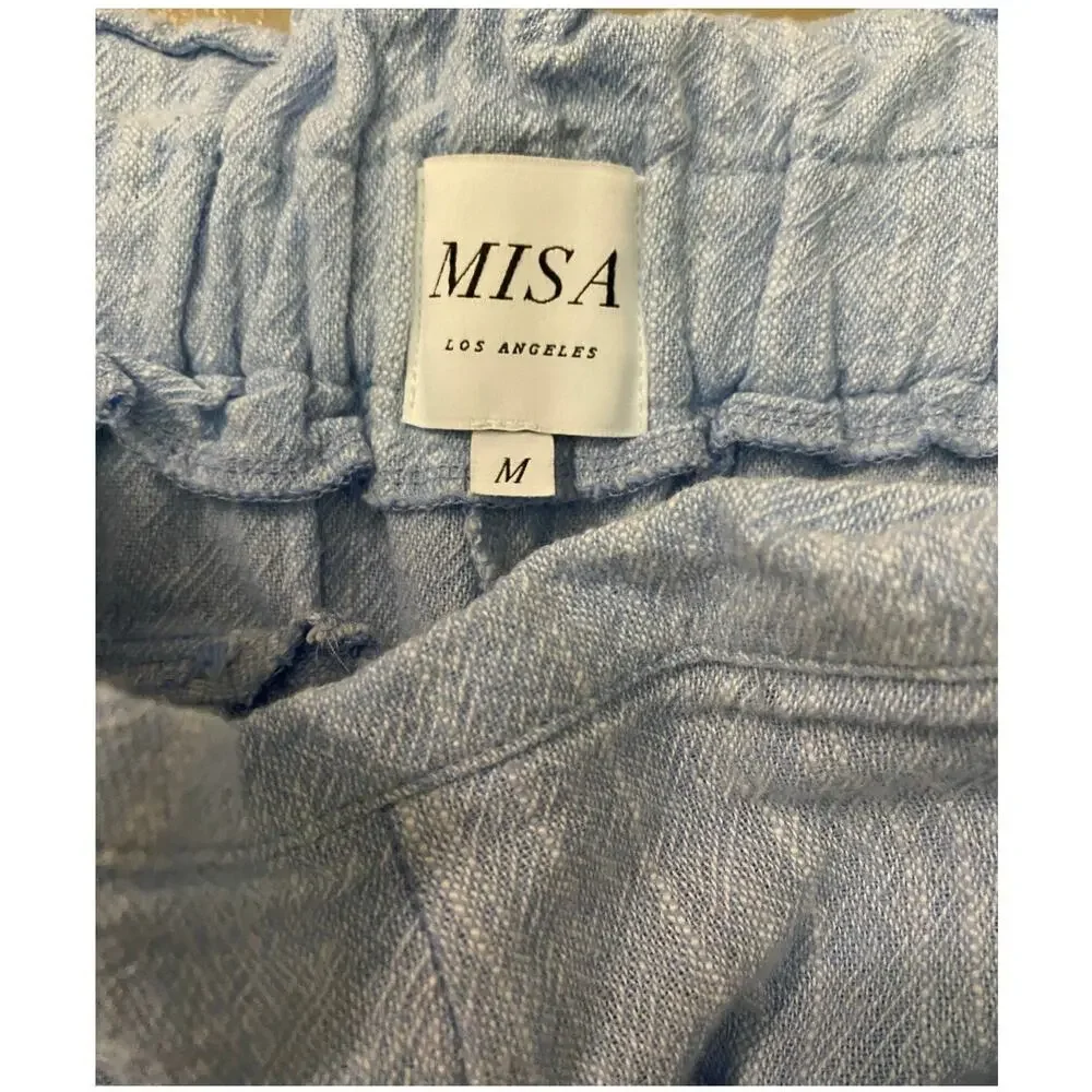 Misa Los Angeles Ania Skort Ruffle Shorts Medium Sky Blue 100% Cotton Preppy